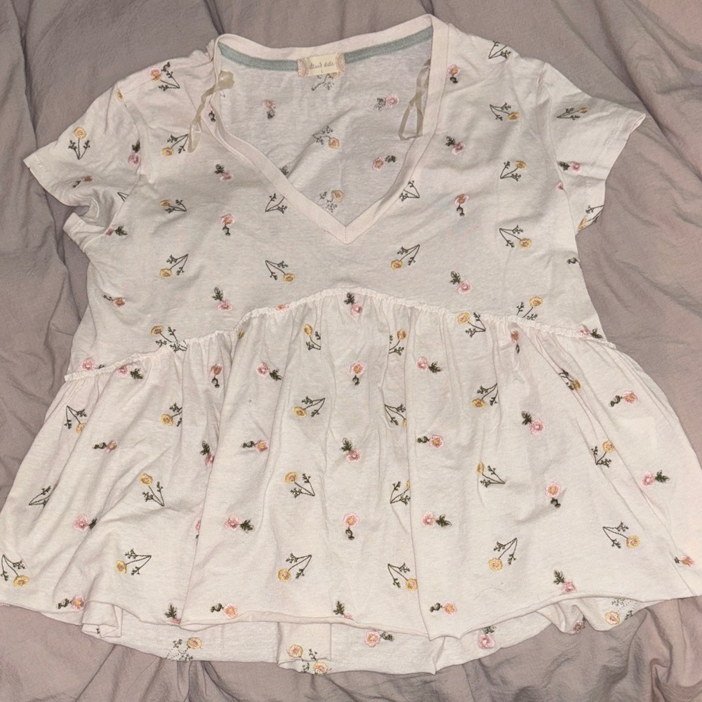 Altar'd State Cream Floral Peplum Blouse